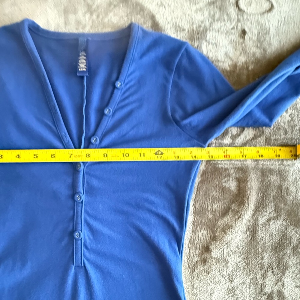 Skims Long Sleeve Henley One Piece Romper Size S Blue Cotton Lounge Sleepwear - Picture 5 of 10